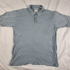 Lone Cypress Pebble Beach Mens Large Blue Polo Shirt Houndstooth Short Sleeve